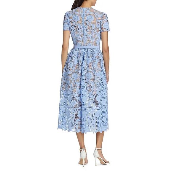 SELF-PORTRAIT Lily Mesh Lace A-Line Midi-Dress EUC 4 US Tuckernuck $585 retail - Picture 2 of 4